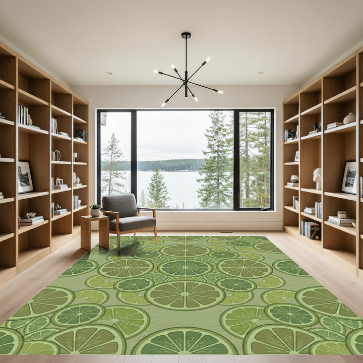 Green Citrus Fruit Slices Mandala Rug