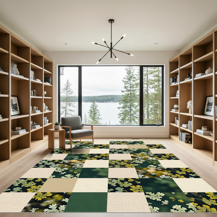 Checkerboard Lichen Nature Squares Rug