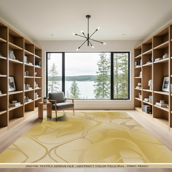 Golden Yellow Abstract Flow Rug