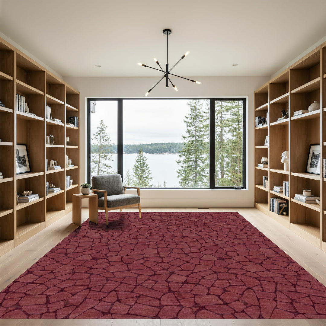 Deep Red Stone Mosaic Rug