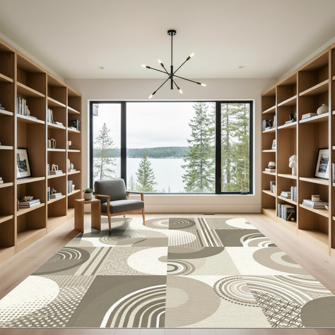 Geometric Circles Mid-Century Modern Rug