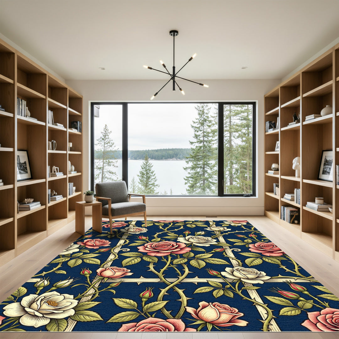 Vintage Rose Blossom Ivy Rug