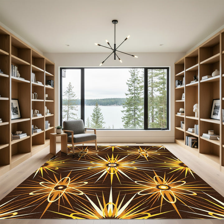 Atomic Orange Starburst Rug