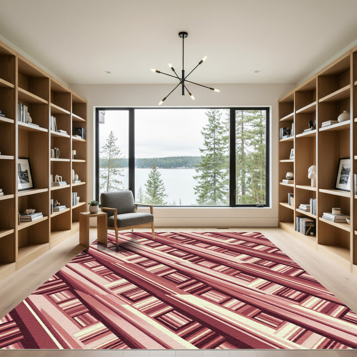 Rose Gold Interlocking Stripe Weave Rug