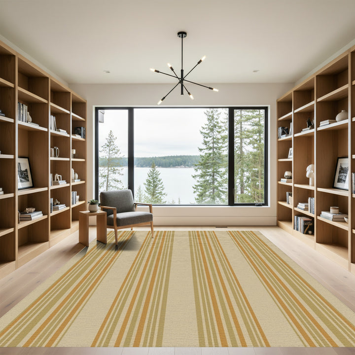 Earthy Beige Vertical Stripe Rug