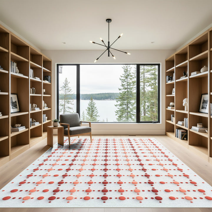 Crimson Coral Dot Grid Rug