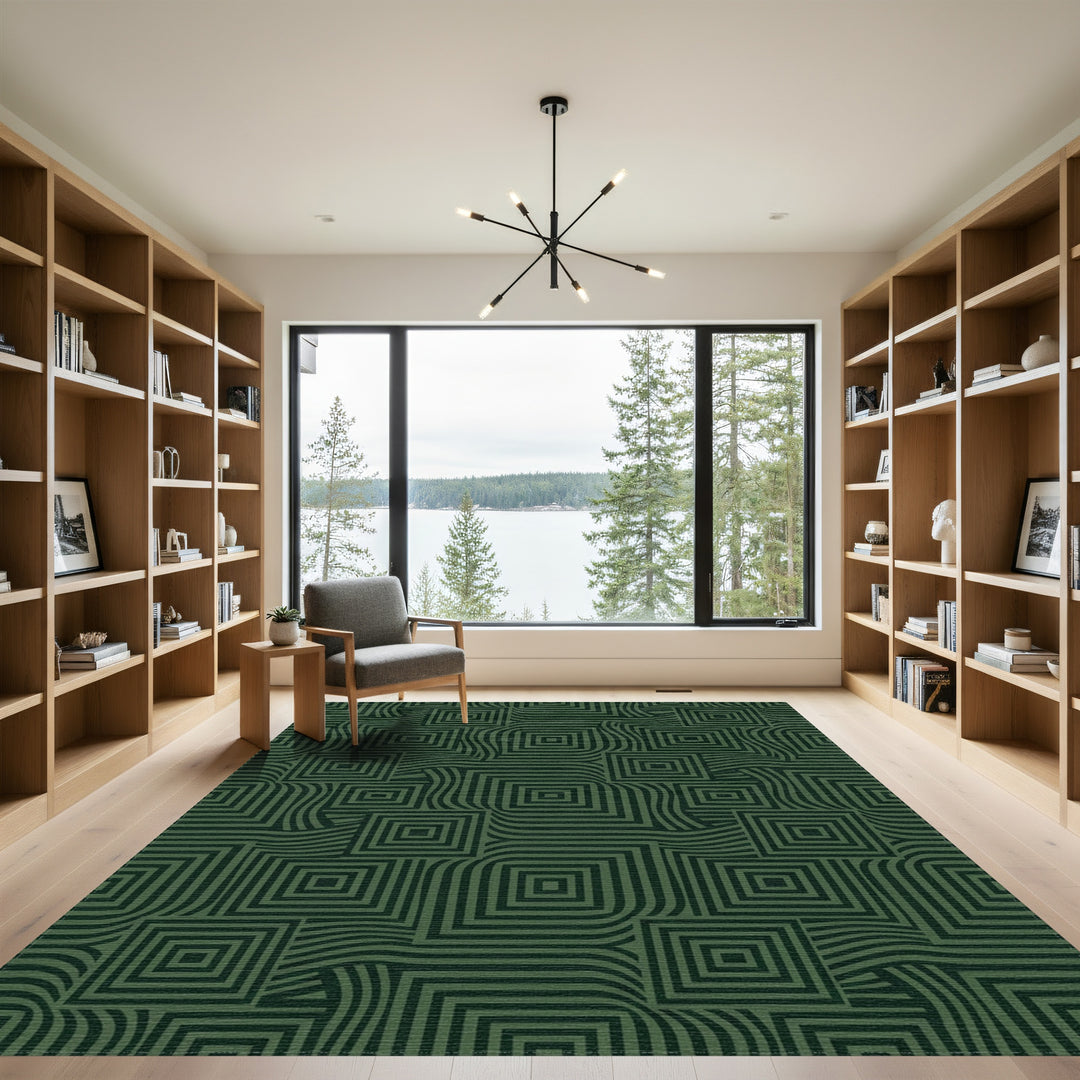 Optical Illusion Squares and Waves Rug