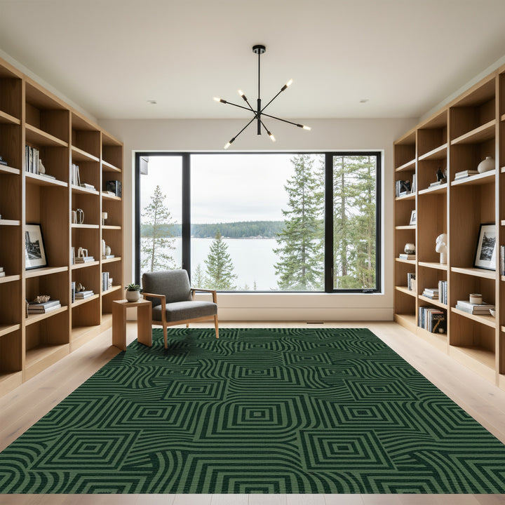 Optical Illusion Squares and Waves Rug