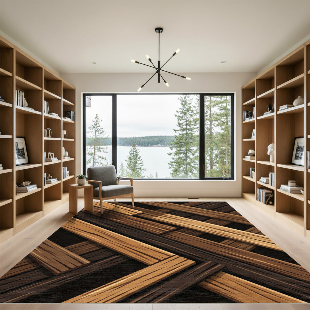 Woven Wood Plank Texture Rug