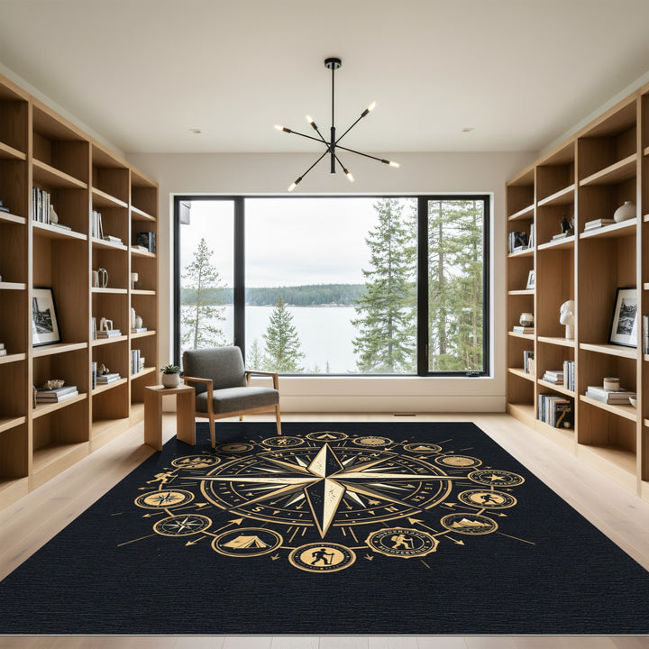 Golden Explorer Compass Adventure Rug