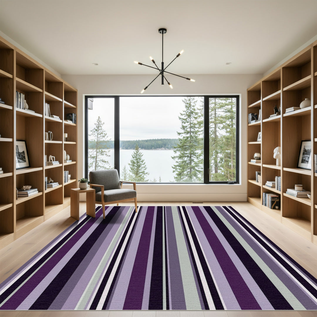 Purple Gray Modern Stripe Rug