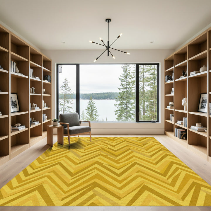 Golden Mustard Chevron Stripes Rug