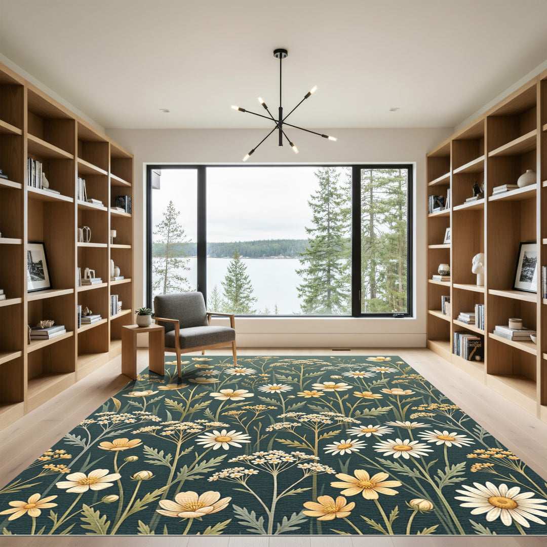Field of Wildflowers Botanical Art Rug