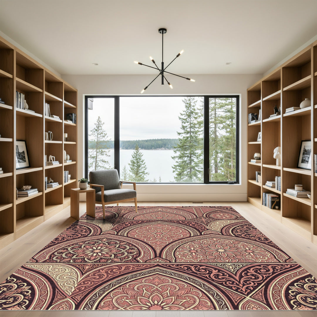 Rose Gold Medallion Archways Composition Rug