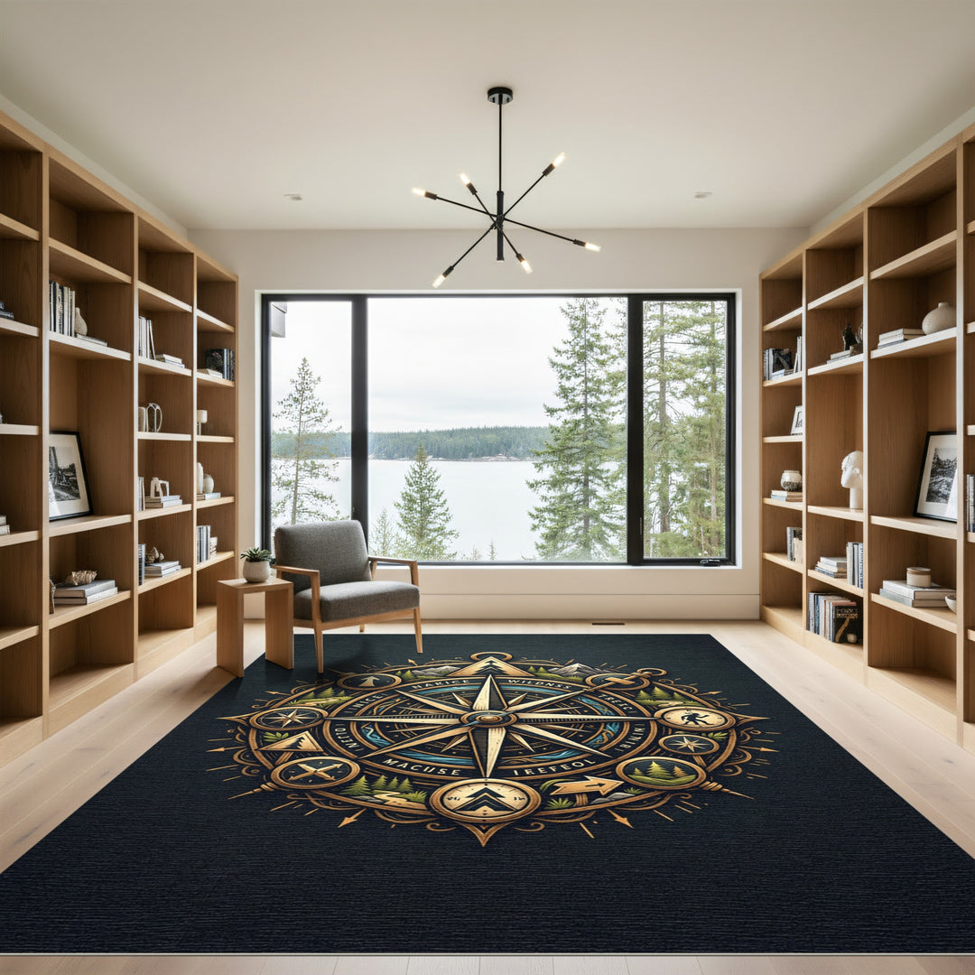 Golden Compass Wilderness Adventure Statement Rug