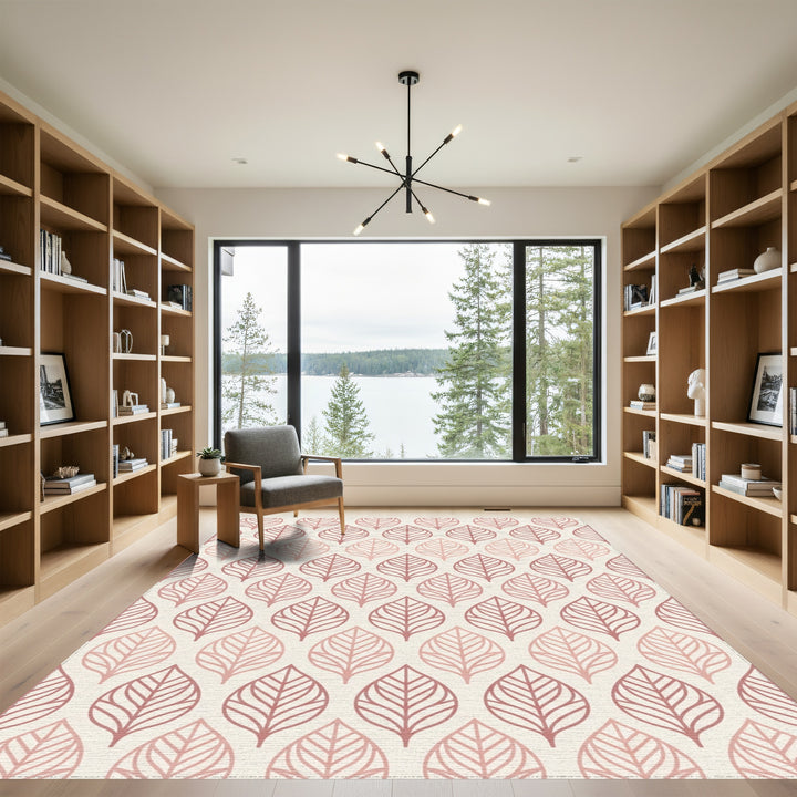 Rose Gold Leaf Arrangement Rug