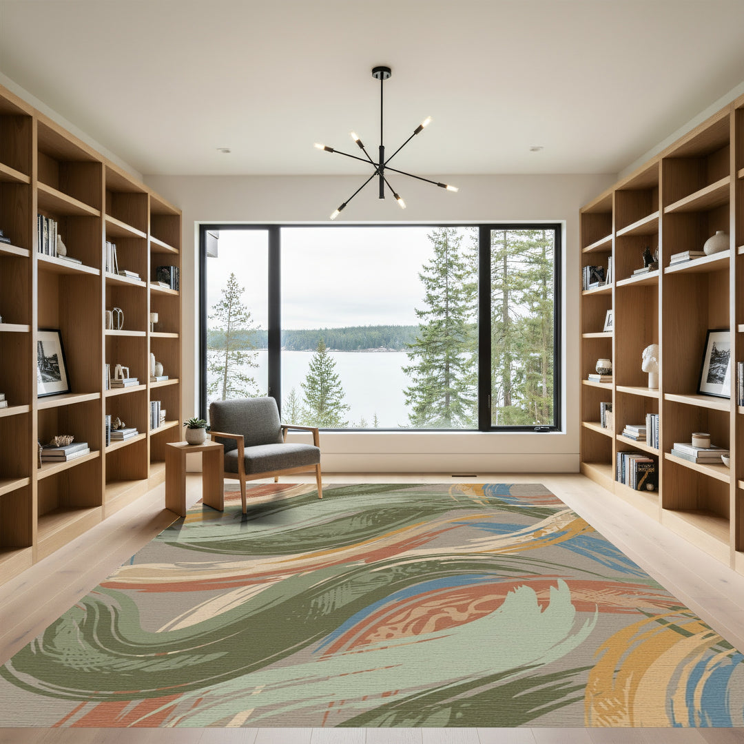 Earthy Brushstroke Flowing Waves Rug