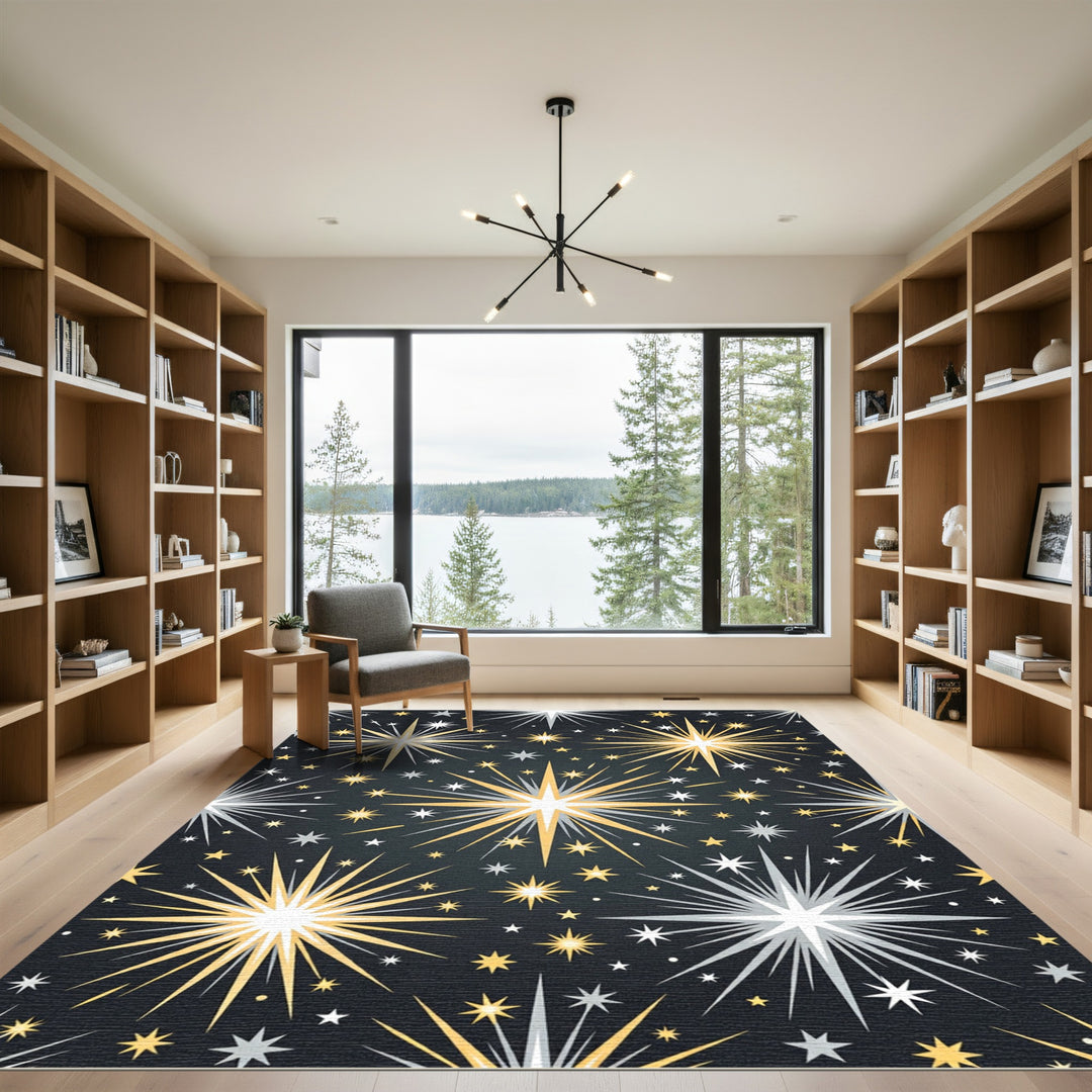 Sparkling Starburst and Twinkle Pattern Rug