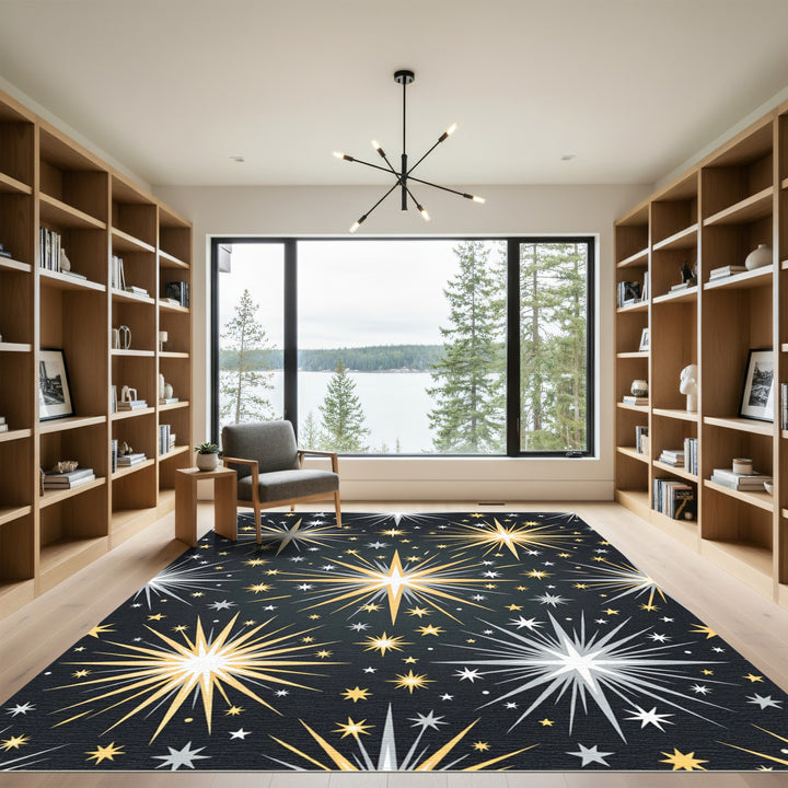 Sparkling Starburst and Twinkle Pattern Rug