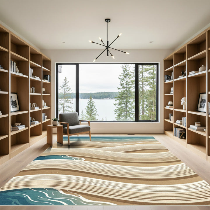 Abstract Wavy Beach Landscape Rug