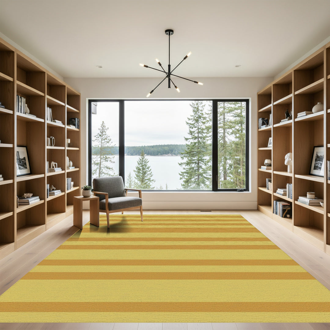 Warm Ochre Horizontal Stripe Rug