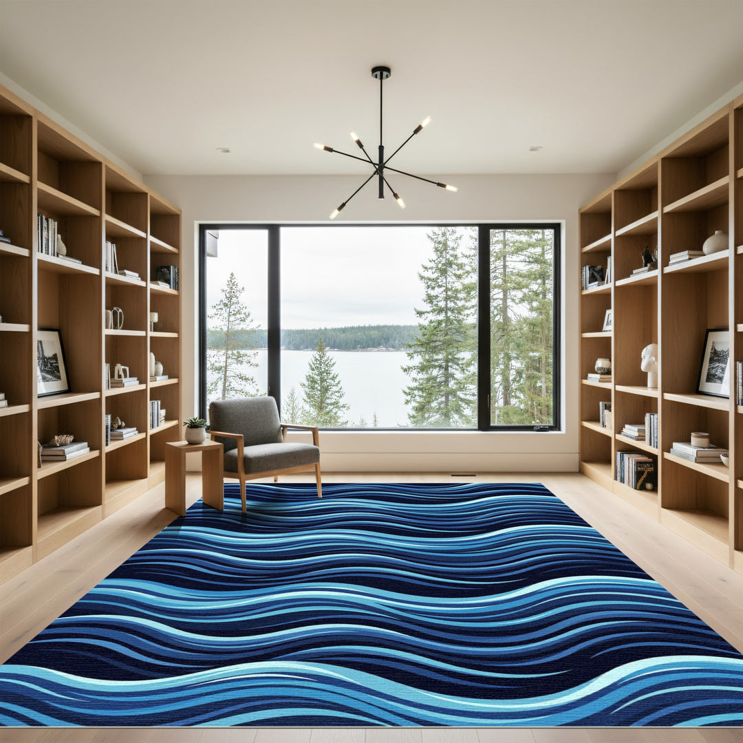 Azure Aqua Marine Swirls Rug