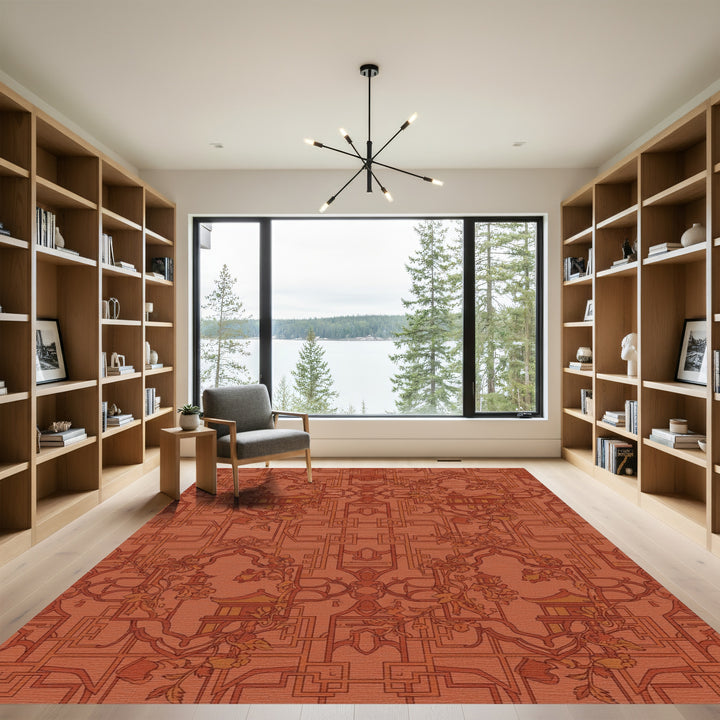 Terracotta Pagoda Garden Lattice Rug