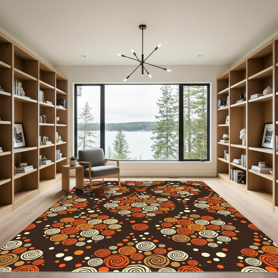 Swirling Dots Orange Cream Rug