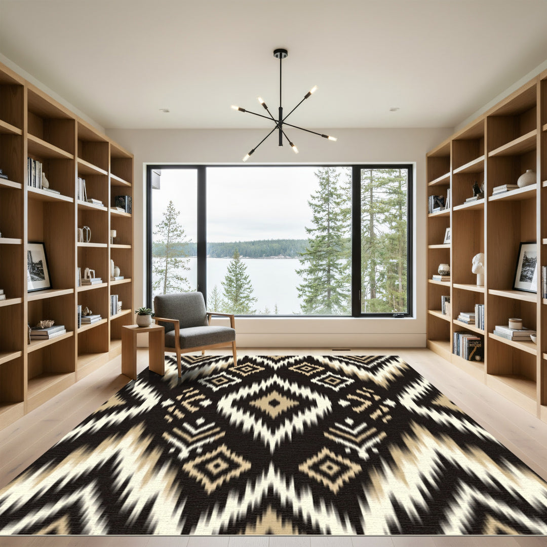 Abstract Zigzag Ikat Diamond Rug