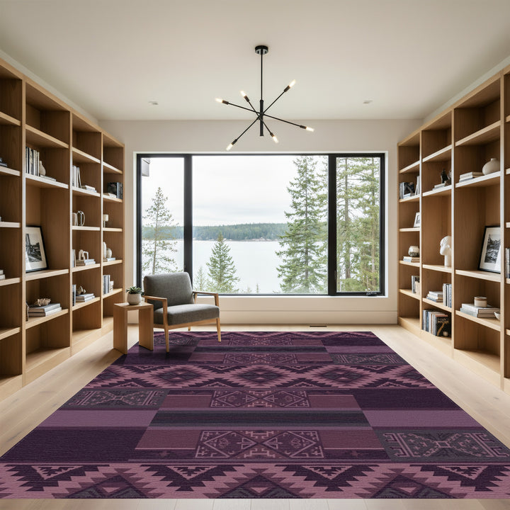 Plum Geometric Navajo Rug