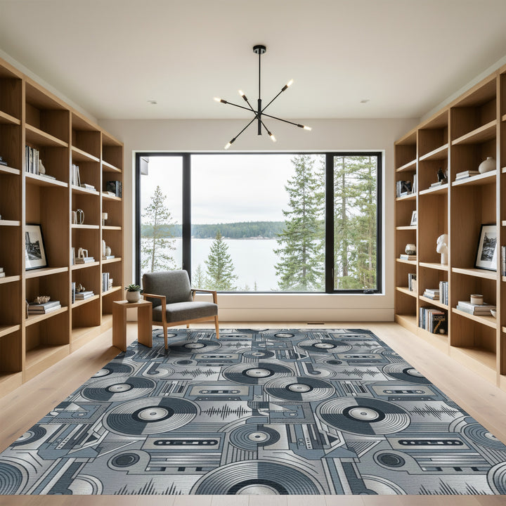 Retro Vintage Cassette Vinyl Soundwave Rug