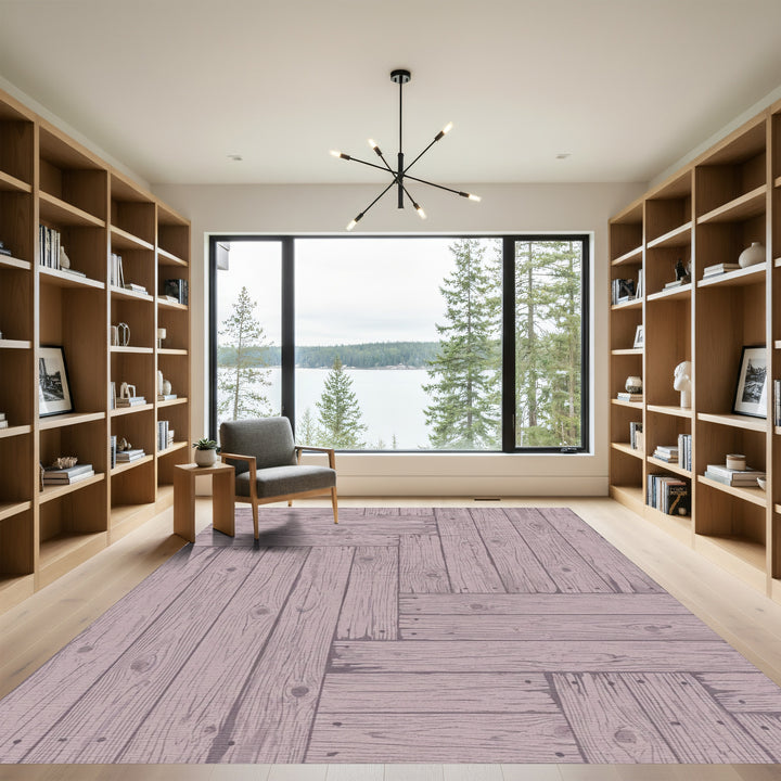 Rustic Wood Plank Parquet Rug
