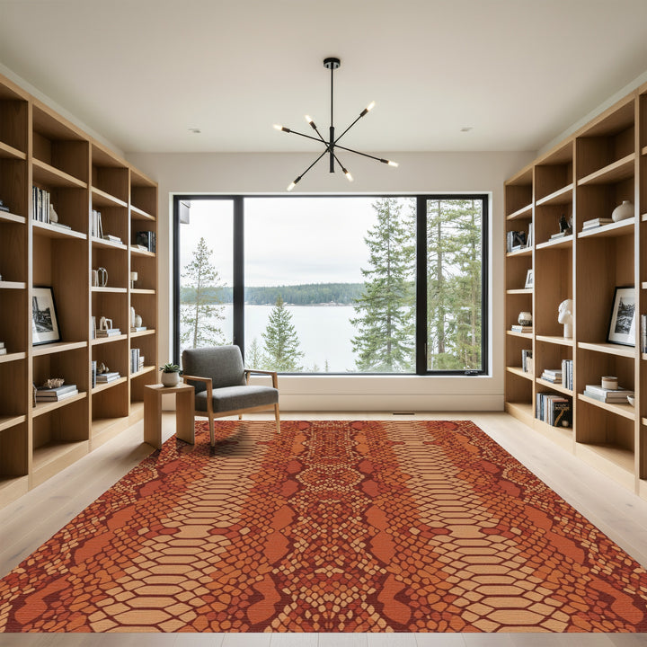 Terracotta Snake Scale Imprint Rug