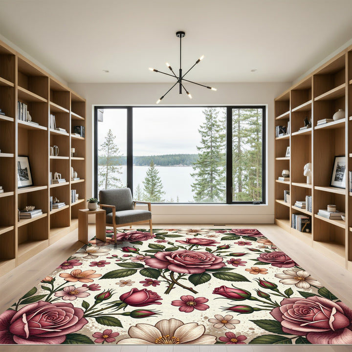 Vintage Rose Garden Floral Rug
