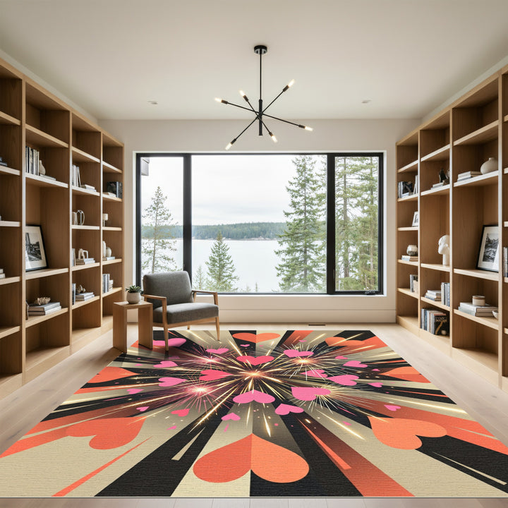 Explosive Hearts Fireworks Rug