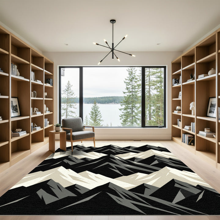 Monochromatic Jagged Mountain Range Rug