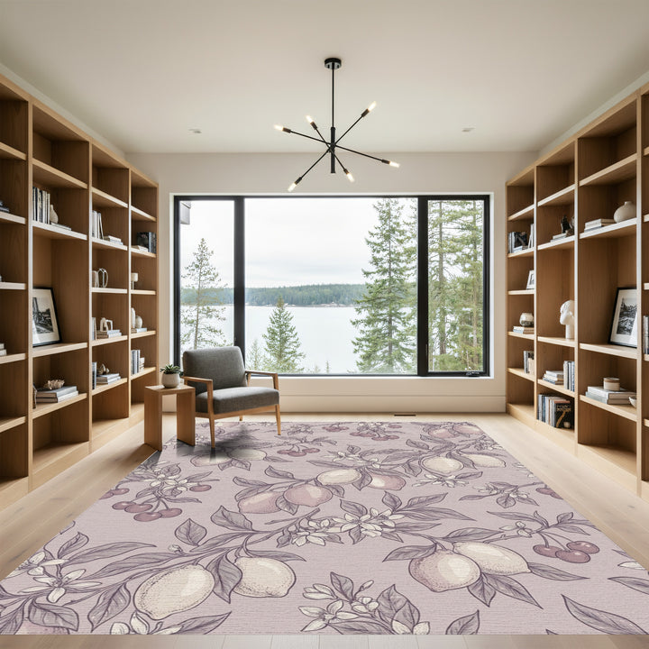 Vintage Soft Cherry Lemon Blossom Rug