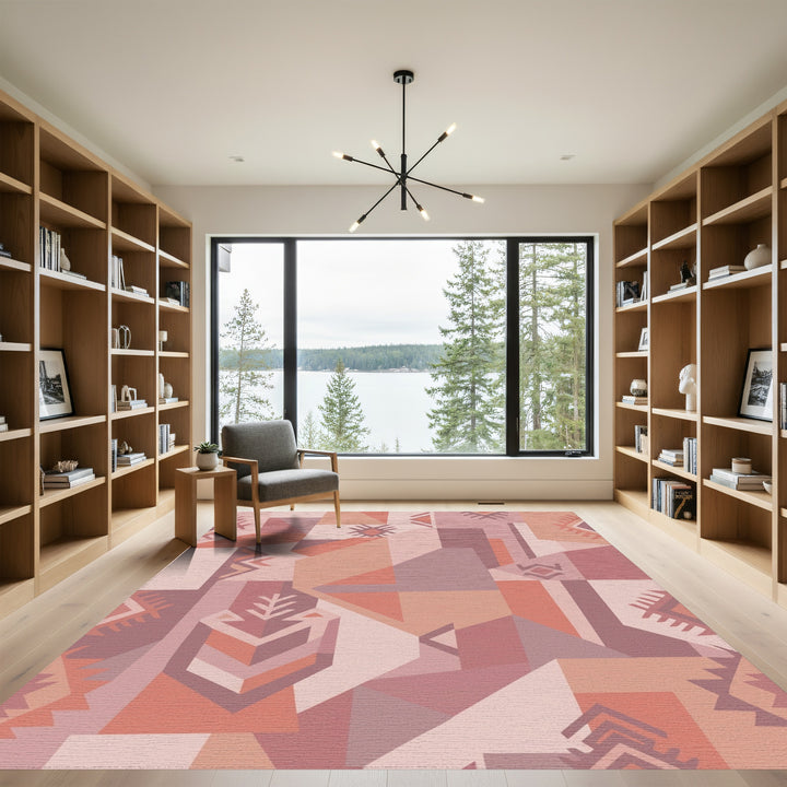 Terracotta Tribal Geometric Patchwork Rug