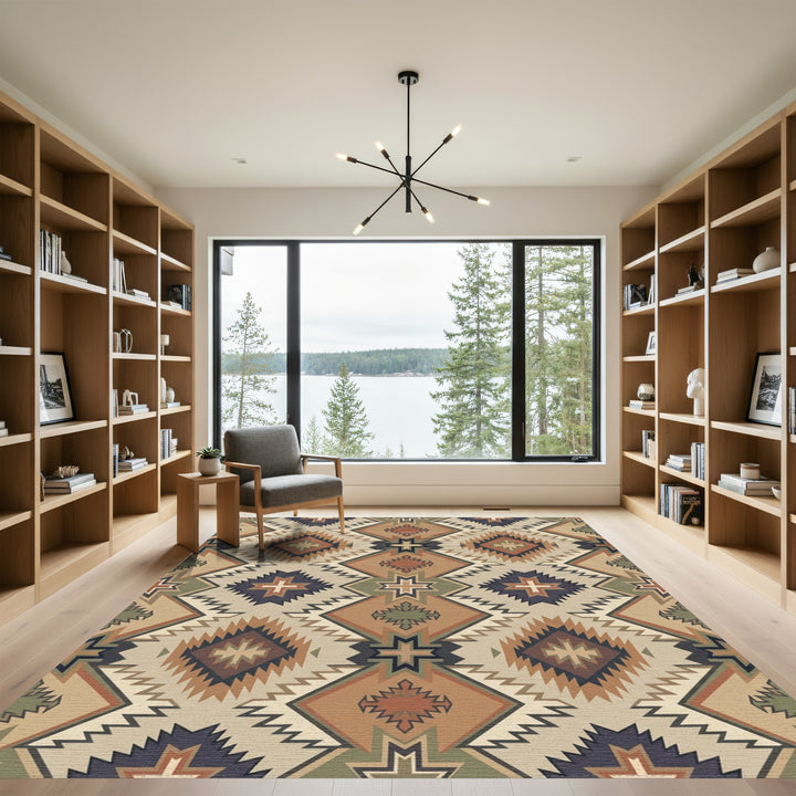 Earthy Diamond Star Geometric Rug