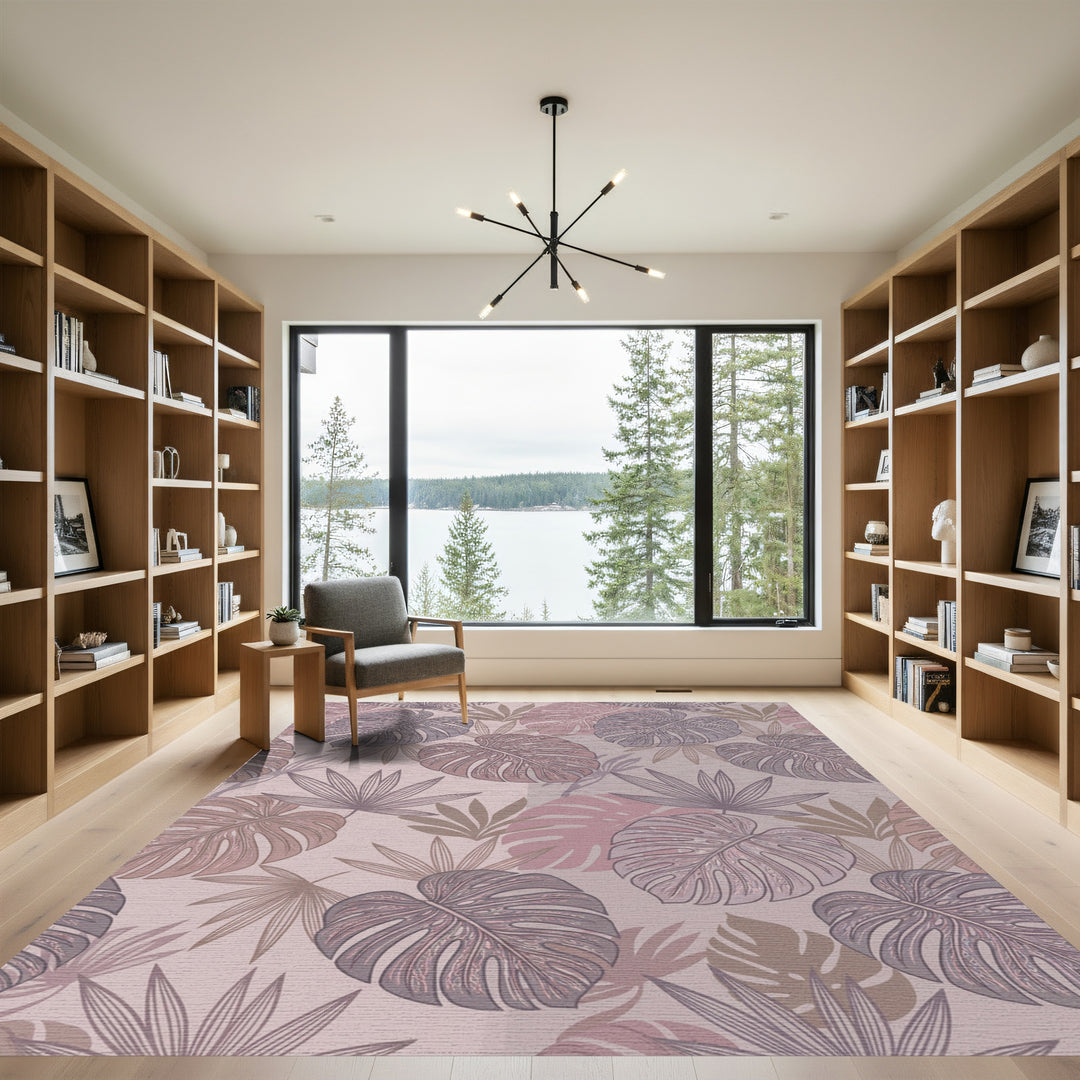Pastel Tropical Leaf Cluster Rug