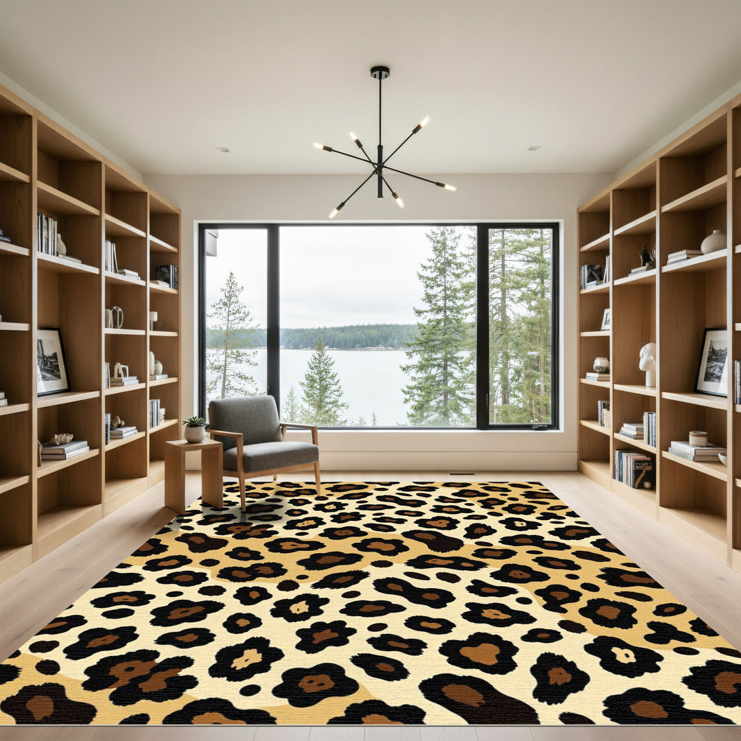 Bold Leopard Spots Tawny Rug