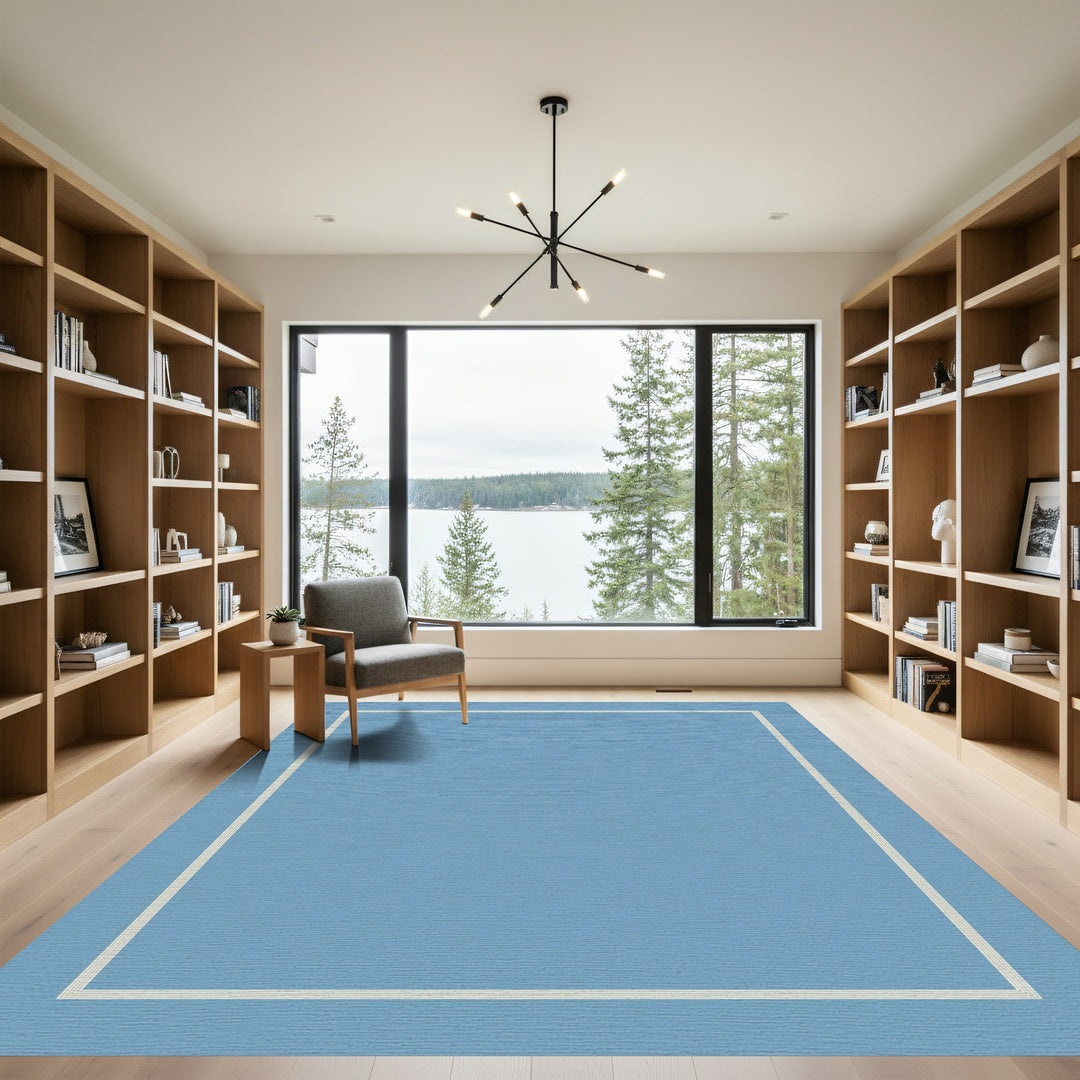 Sky Blue Nested Double Border Rug
