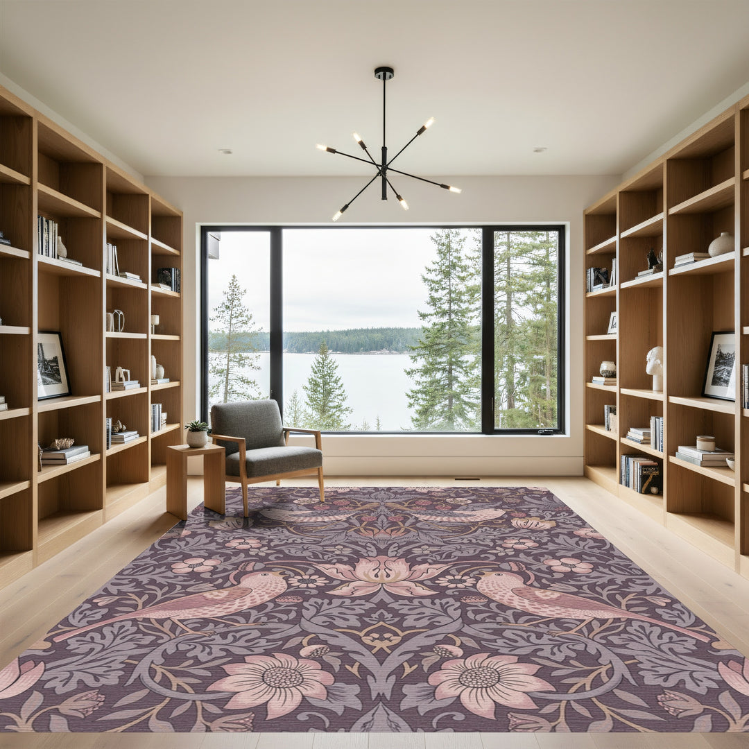Aubergine Bird Strawberry Garden Rug
