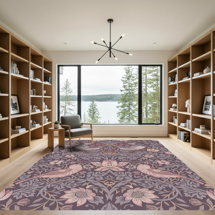 Aubergine Bird Strawberry Garden Rug