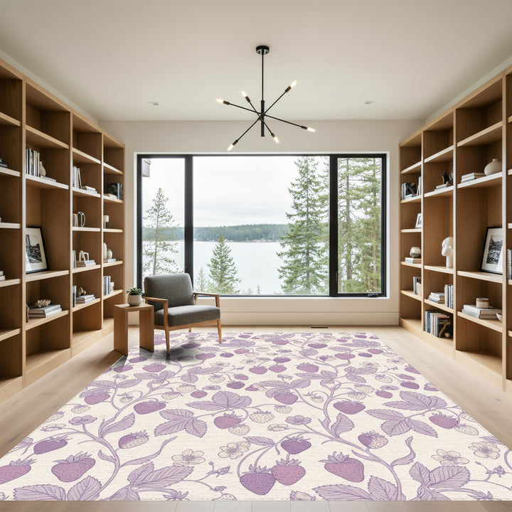 Lavender Strawberry Vine Blossom Rug