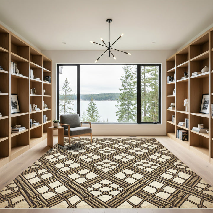 Rustic Woven Bamboo Diamond Rug