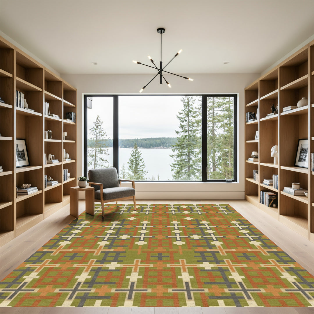 Earthy Geometric Cross Medallion Rug