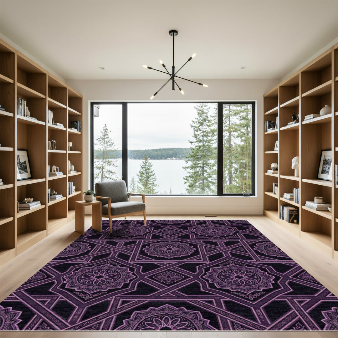 Purple Mandala Geometric Octagon Rug