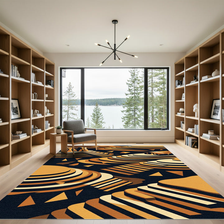 Terraced Landscape Golden Geometric Rug