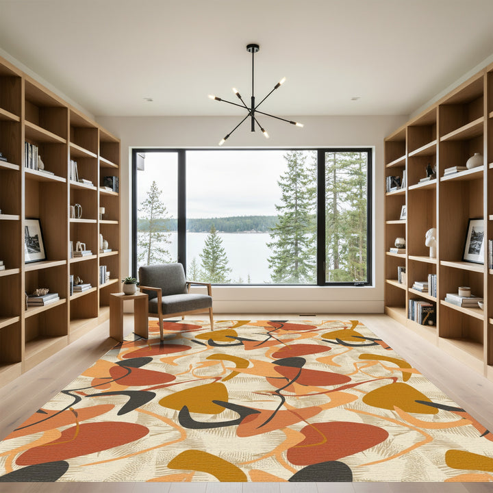 Organic Ochre And Burnt Orange Shapes Rug